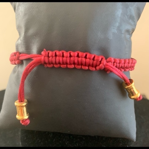 Burgundy Gold and Crystal Studded‎ Bracelet - Picture 5 of 5